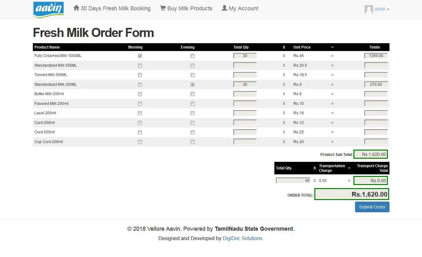 Milk Booking Form Web Application